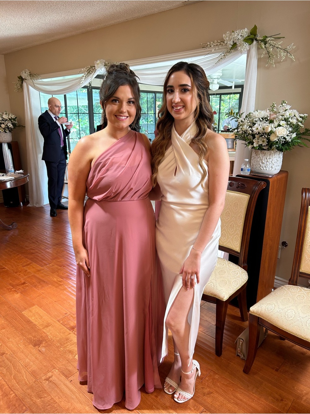 One-Shoulder Deep Pink Evening Dress